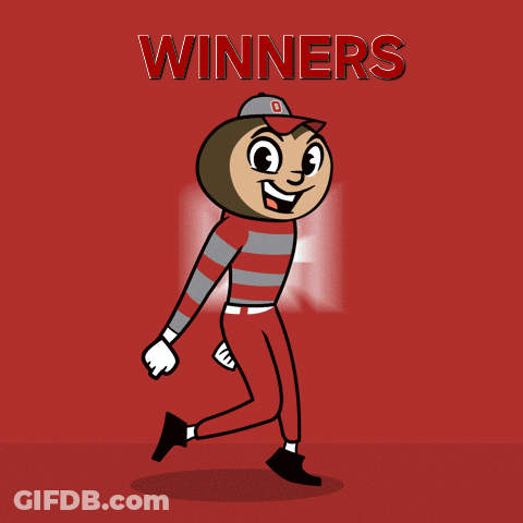 A Cartoon Character With The Word Winners On The Top GIF