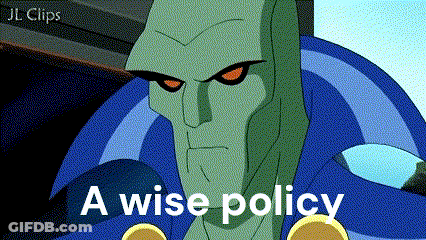 A Cartoon Character With The Words A Wise Policy Written Below Him GIF