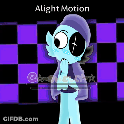 A Cartoon Character With The Words Alight Motion Written On The Bottom GIF