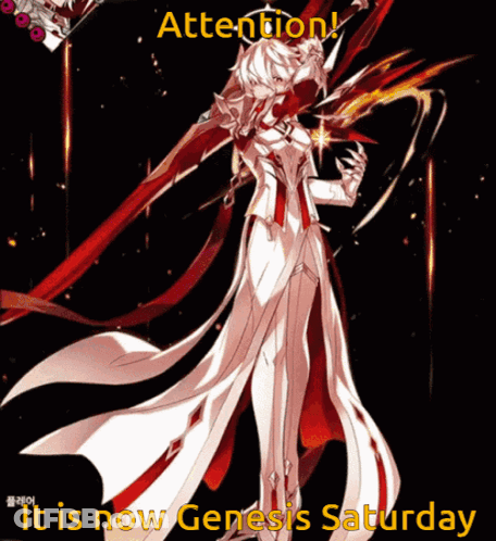 A Cartoon Character With The Words Attention It Is Now Genesis Saturday On It GIF