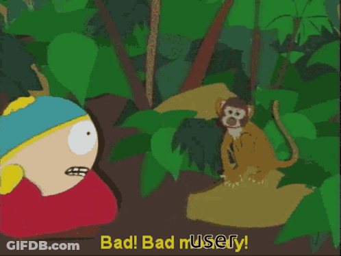 A Cartoon Character With The Words Bad Bad Misery GIF