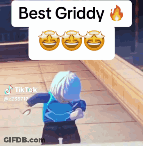 A Cartoon Character With The Words Best Griddy On Top GIF