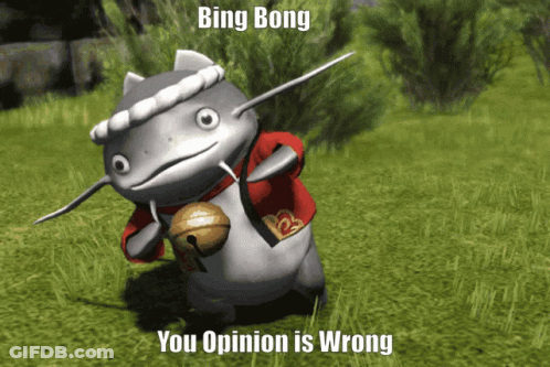 A Cartoon Character With The Words Bing Bong You Opinion Is Wrong On The Bottom GIF