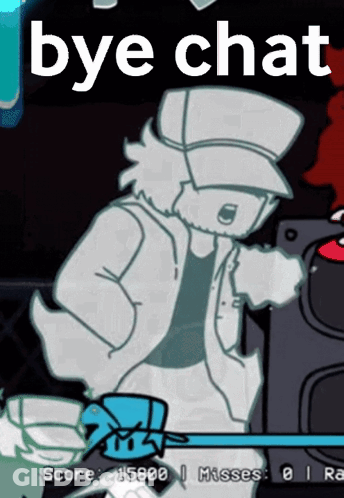 A Cartoon Character With The Words Bye Chat Written Above Him GIF