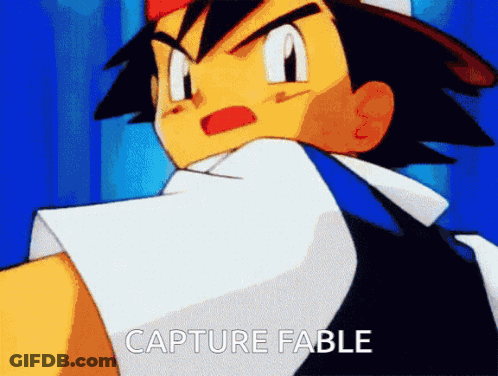 A Cartoon Character With The Words Capture Fable On The Bottom Right GIF