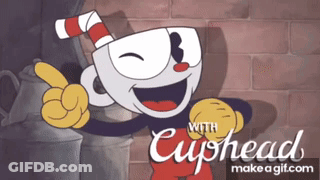 A Cartoon Character With The Words Cuphead On The Bottom GIF