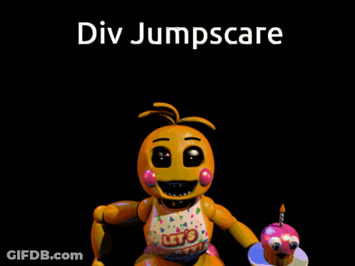 A Cartoon Character With The Words Div Jumpscare Written Above It GIF