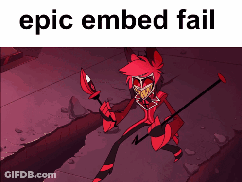 A Cartoon Character With The Words Epic Embed Fail On The Top GIF