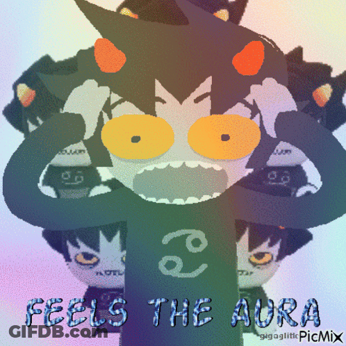 A Cartoon Character With The Words Feels The Aura GIF