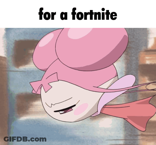 A Cartoon Character With The Words For A Fortnite On The Top GIF