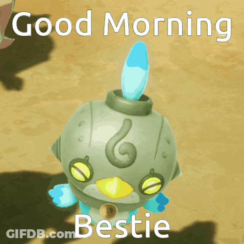 A Cartoon Character With The Words Good Morning Bestie Written Above It GIF