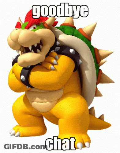 A Cartoon Character With The Words Goodbye Chat On The Bottom GIF
