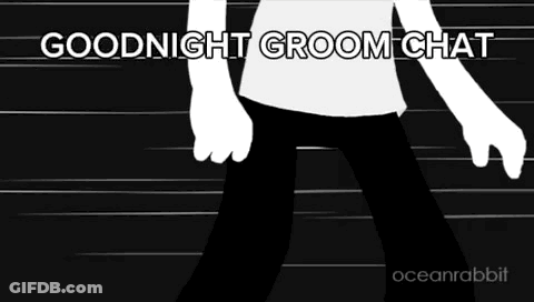 A Cartoon Character With The Words Goodnight Groom Chat On The Bottom GIF