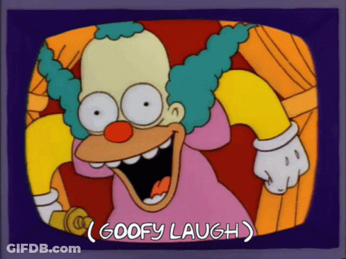 A Cartoon Character With The Words Goofy Laugh Below Him GIF