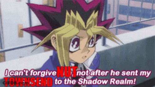 A Cartoon Character With The Words " I Can 'T Forgive Not After He Sent My Townsend To The Shadow Realm " GIF