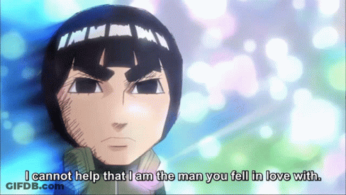 A Cartoon Character With The Words " I Cannot Help That I Am The Man You Fell In Love With " Below Him GIF