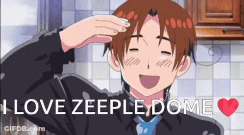 A Cartoon Character With The Words I Love Zeeple Dome Above Him GIF