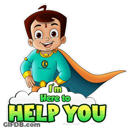 A Cartoon Character With The Words I 'M Here To Help You Below Him GIF
