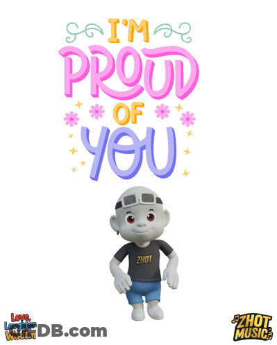 A Cartoon Character With The Words I 'M Proud Of You On It GIF