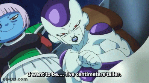 A Cartoon Character With The Words " I Want To Be Five Centimeters Taller " GIF