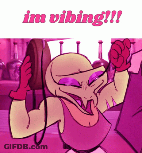 A Cartoon Character With The Words Im Vibing Written On The Bottom Right GIF