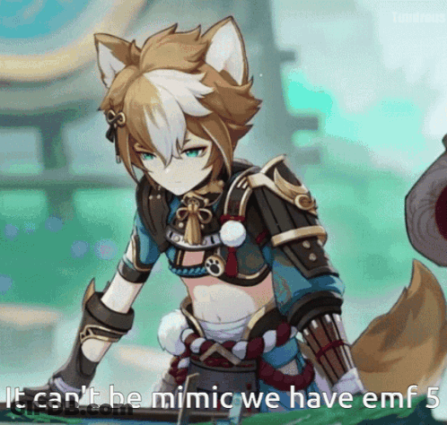 A Cartoon Character With The Words It Can 'T Be Mimic We Have Emf 5 GIF