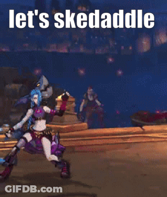 A Cartoon Character With The Words Let 'S Skedaddle GIF