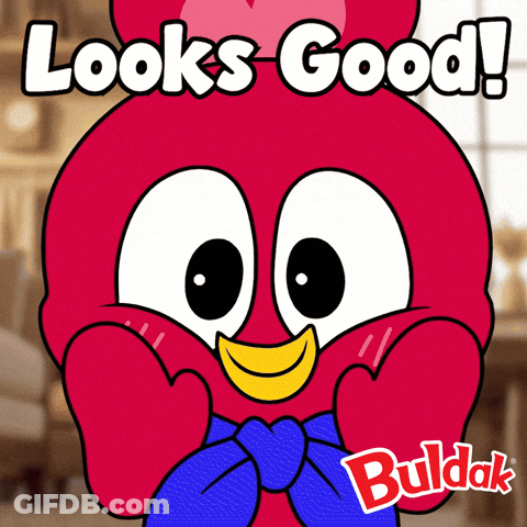 A Cartoon Character With The Words Looks Good Written Above It GIF