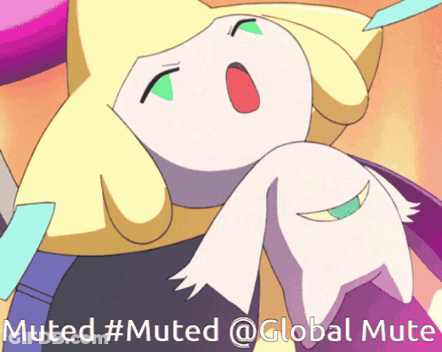A Cartoon Character With The Words Muted #Muted @Global Mute GIF