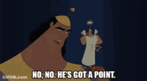 A Cartoon Character With The Words No No He 'S Got A Point GIF