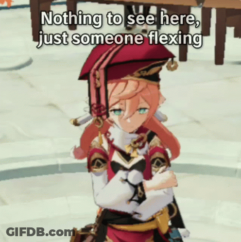 A Cartoon Character With The Words Nothing To See Here Just Someone Flexing On The Bottom GIF