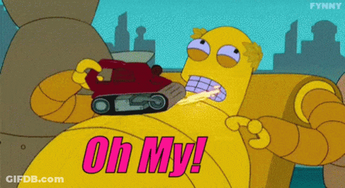 A Cartoon Character With The Words Oh My In Pink Letters GIF
