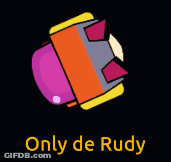 A Cartoon Character With The Words Only De Rudy Written Below Him GIF