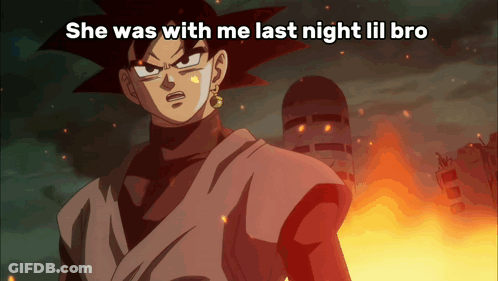 A Cartoon Character With The Words She Was With Me Last Night Lil Bro On The Bottom GIF