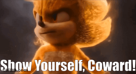 A Cartoon Character With The Words Show Yourself Coward On The Bottom GIF
