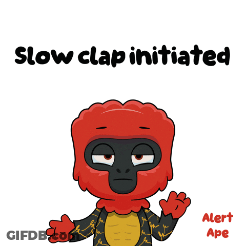 A Cartoon Character With The Words Slow Clap Initiated GIF