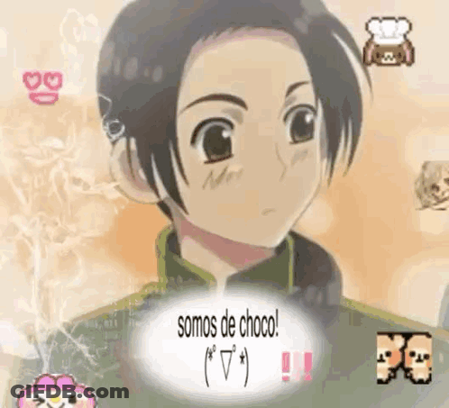 A Cartoon Character With The Words Somos De Choco Above Him GIF