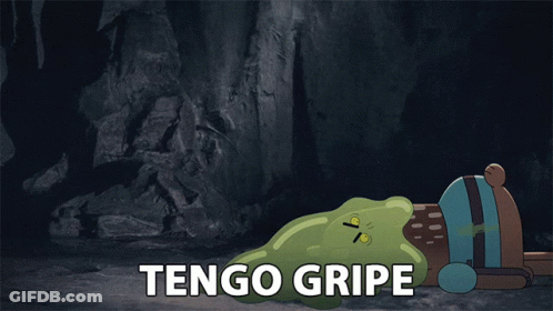 A Cartoon Character With The Words Tengo Gripe On The Bottom Right GIF