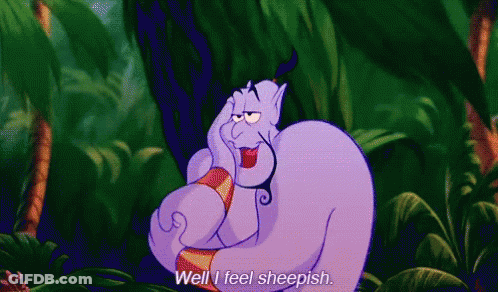 A Cartoon Character With The Words Well I Feel Sheepish GIF