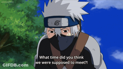A Cartoon Character With The Words What Time Did You Think We Were Supposed To Meet On The Bottom GIF