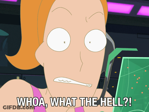 A Cartoon Character With The Words Whoa What The Hell Written Below Her GIF