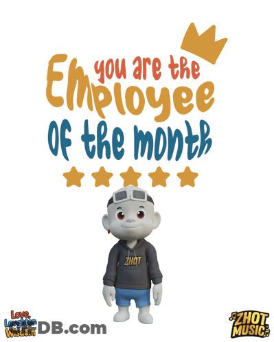 A Cartoon Character With The Words You Are The Employee Of The Month Above Him GIF