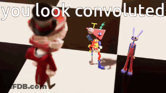 A Cartoon Character With The Words You Look Convoluted Above It GIF