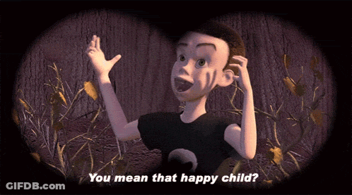 A Cartoon Character With The Words You Mean That Happy Child GIF