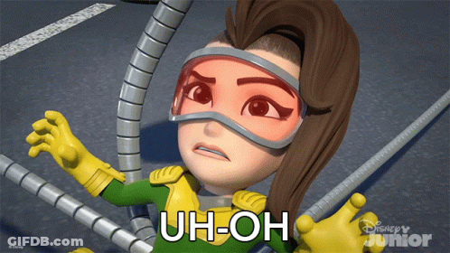 A Cartoon Character With Uh-Oh Written On The Bottom Right GIF