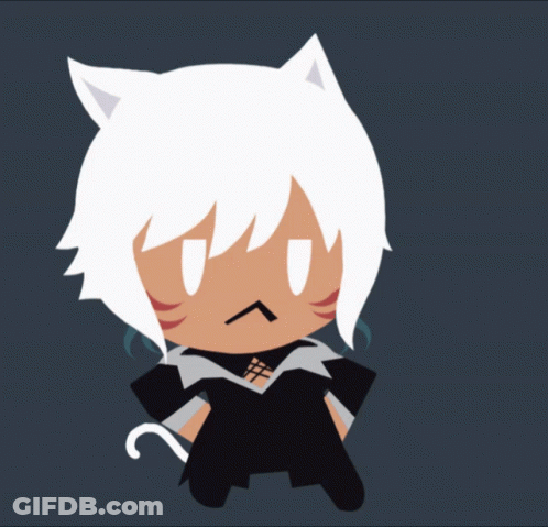 A Cartoon Character With White Cat Ears And A Black Shirt GIF