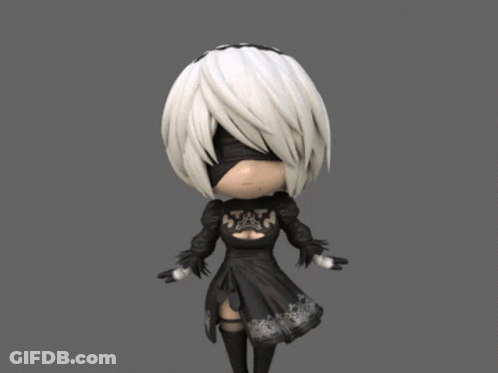 A Cartoon Character With White Hair And A Black Dress Has A Tattoo On Her Chest GIF