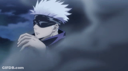 A Cartoon Character With White Hair And A Black Eye Mask GIF