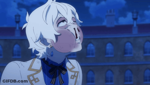 A Cartoon Character With White Hair And A Blue Bow Tie Has A Huge Nose GIF