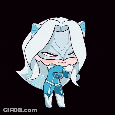 A Cartoon Character With White Hair And A Mask On A Black Background GIF